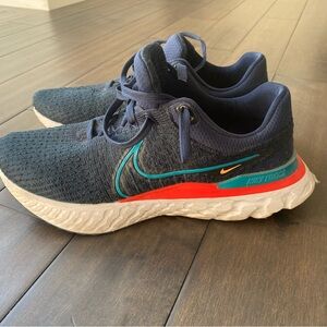 Nike React Infinity Flyknit Dark Blue and Red Athletic Sneakers